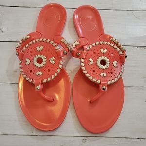 Jack rogers pinkish orange coral jelly sandals flip flop thong size 8